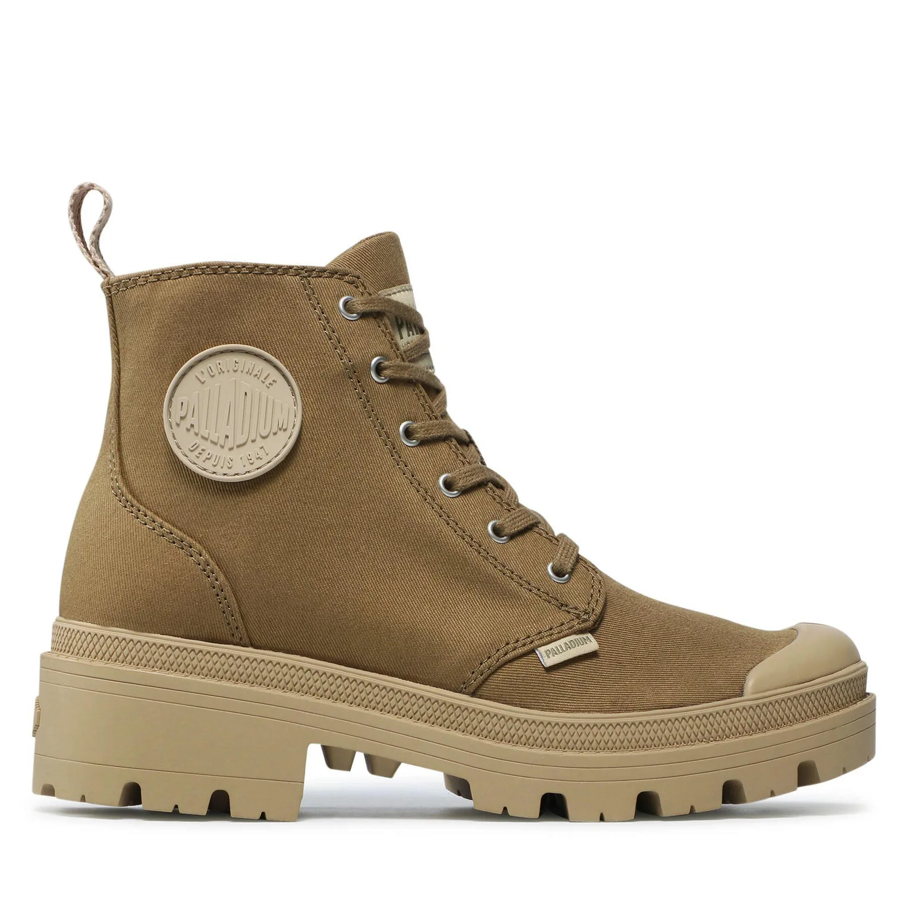 Туристически oбувки Palladium Pallabase Twill 96907-204-M Зелен – Дамски трапери и кубинки