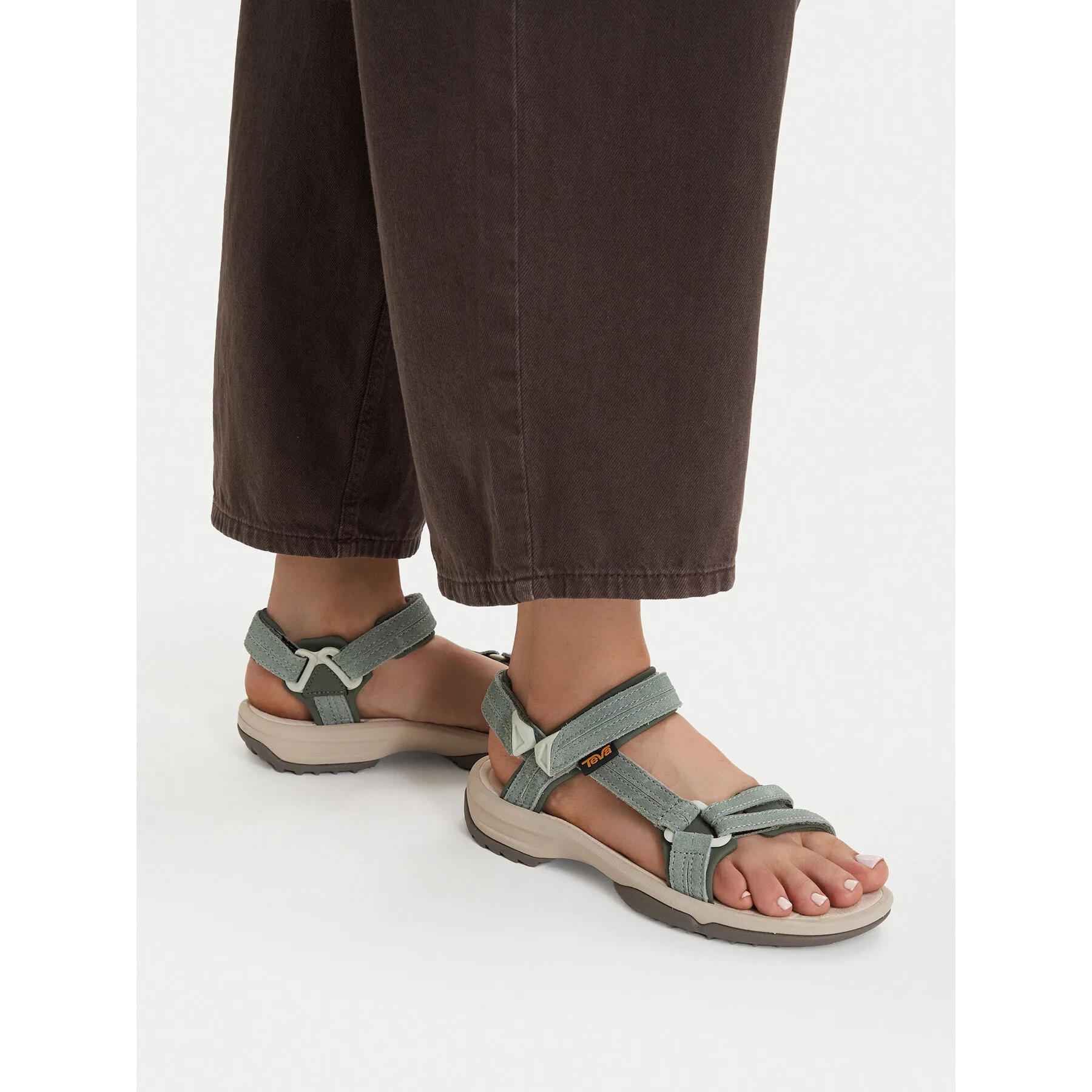 Сандали Teva Terra Fi Lite Suede 1124035 Зелен – Дамски равни сандали
