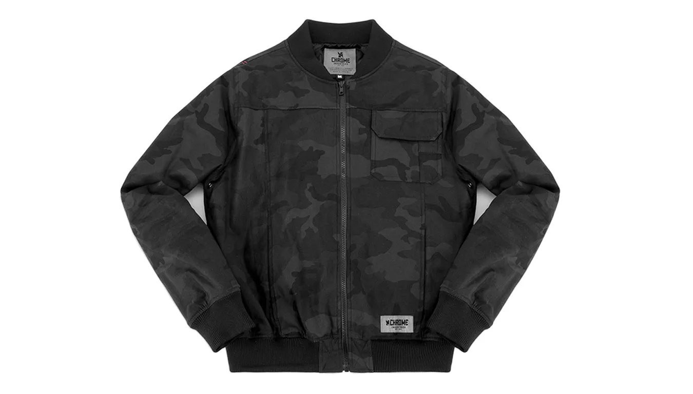 Chrome Industries Utility Bomber Jacket Black Camo Homens - Preto - AP-301-BCAM-L - Size: L – Мъжки якета и палта
