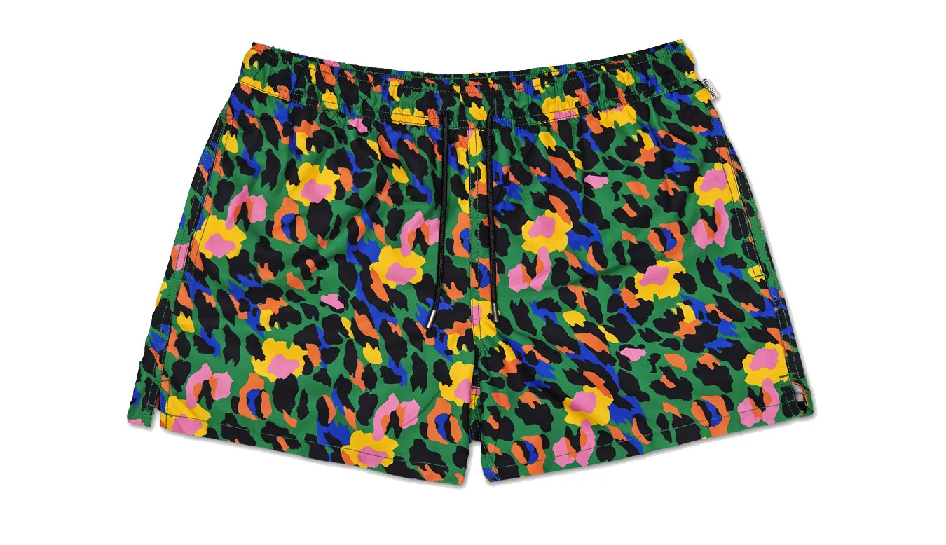 Happy Socks Leopard Swim Shorts Homens - Multicolorido - LEO116-7500-M - Size: M – Мъжки бански