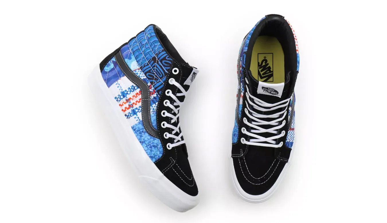 Дамски високи кецове Vans Spongebob Sk8-Hi 38 Dx Sandy Liang Patchwork сини – Azul