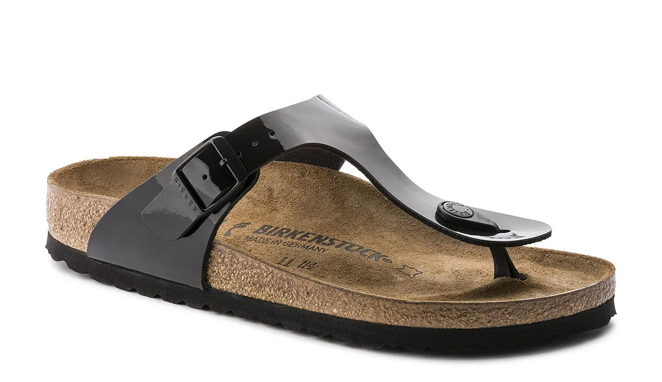 Дамски чехли Birkenstock Gizeh BF Patent Narrow Fit черни – Preto