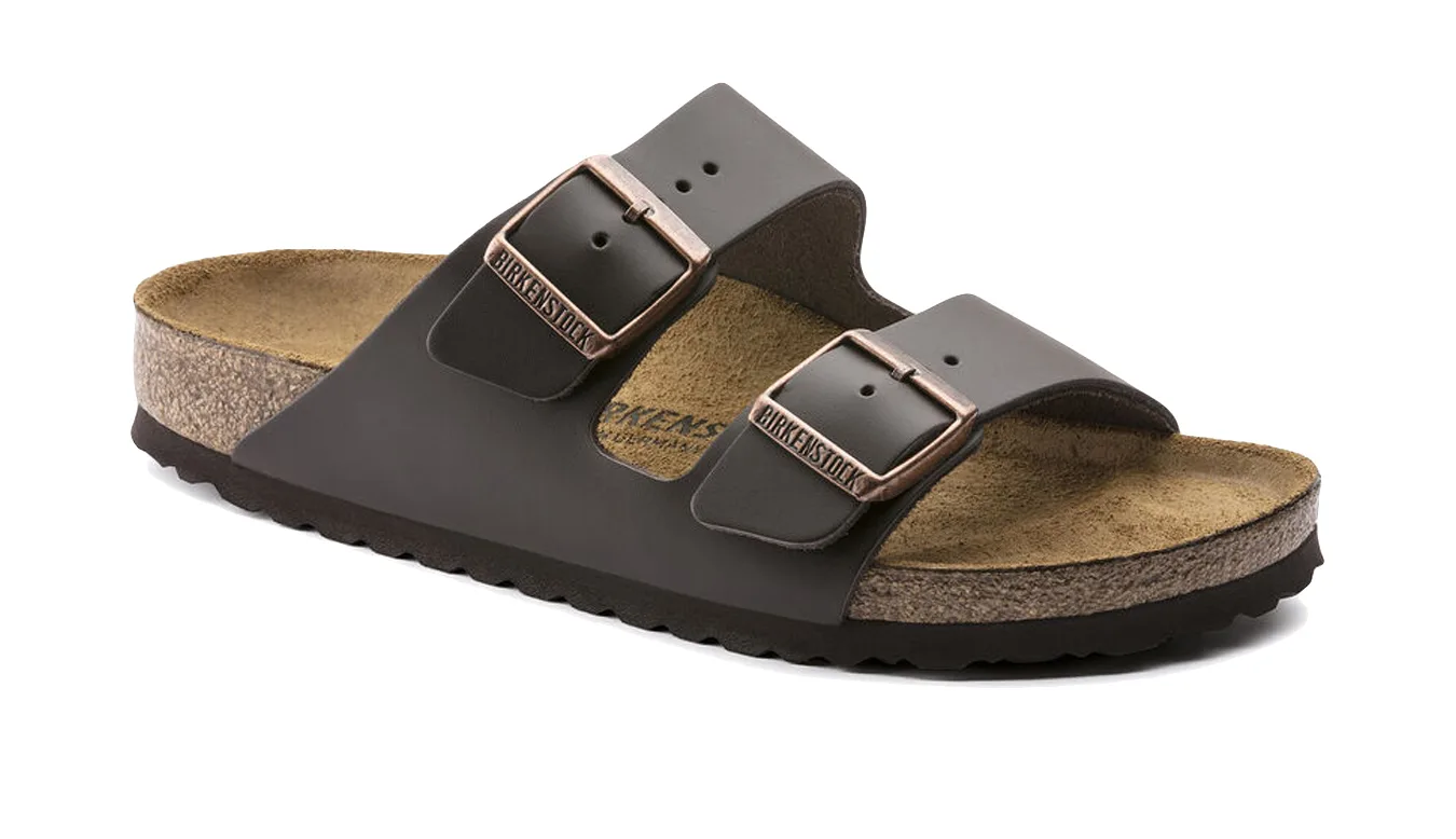 Дамски чехли Birkenstock Arizona Natural Leather Narrow Fit кафяви – Castanho