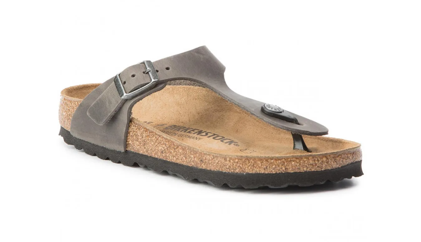 Дамски чехли Birkenstock Gizeh Iron Narrow Fit сиви – Cinza