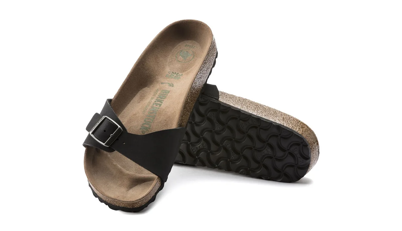 Дамски чехли Birkenstock Madrid Vegan Birko-Flor Nubuck черни – Preto