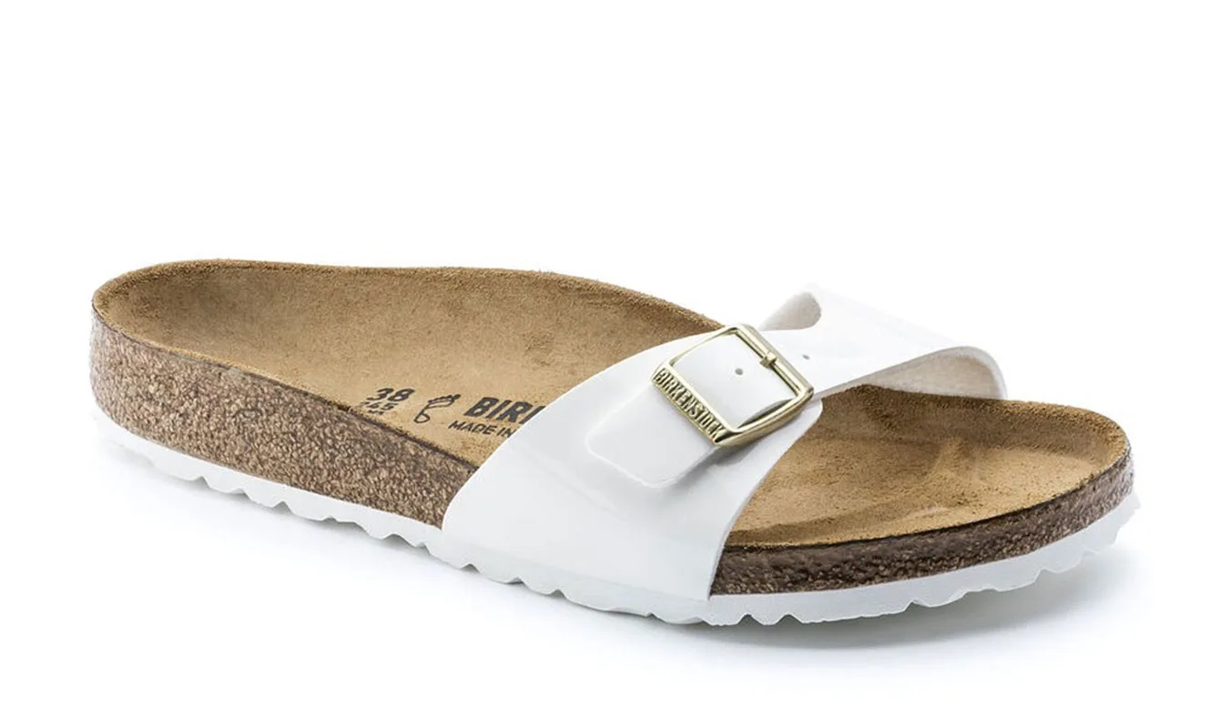 Дамски чехли Birkenstock Madrid BS Patent Narrow Fit бели – Branco