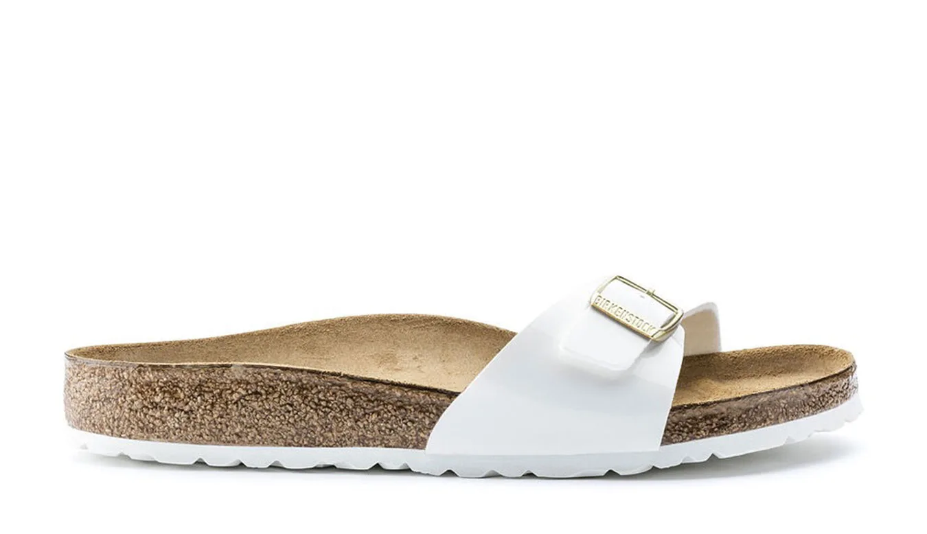 Дамски чехли Birkenstock Madrid BS Patent Narrow Fit бели – Branco