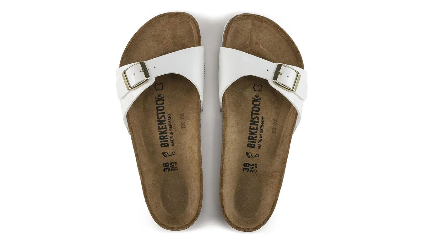 Дамски чехли Birkenstock Madrid BS Patent Narrow Fit бели – Branco