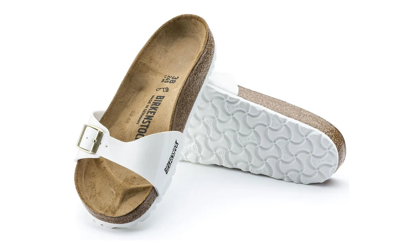 Дамски чехли Birkenstock Madrid BS Patent Narrow Fit бели – Branco