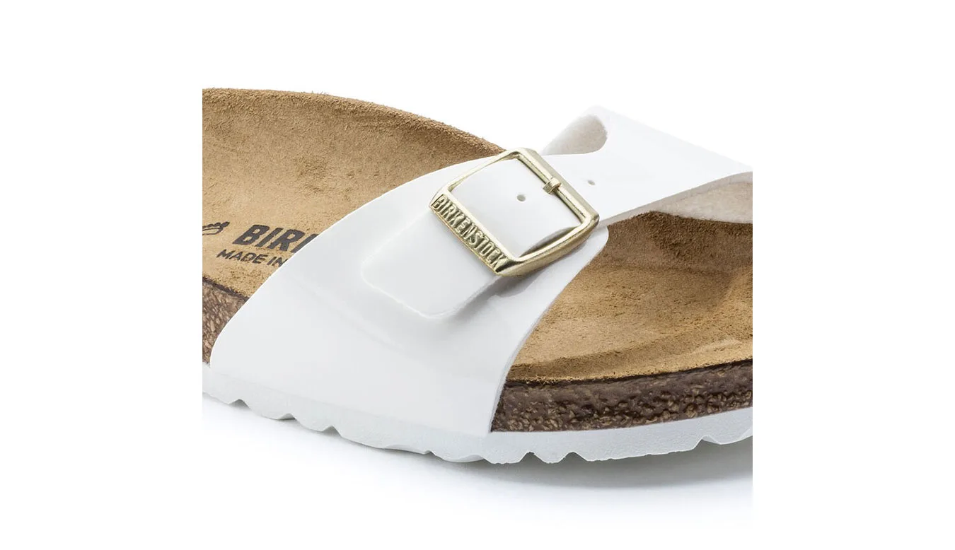 Дамски чехли Birkenstock Madrid BS Patent Narrow Fit бели – Branco