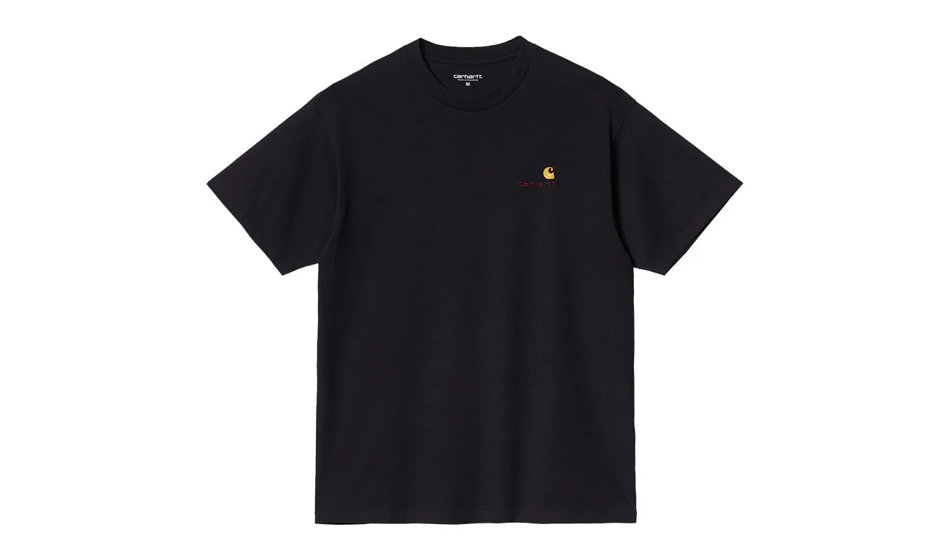 Carhartt WIP S/S American Script T-Shirt Black Homens - Preto - I029956_89_XX-L - Size: L – Мъжки тениски