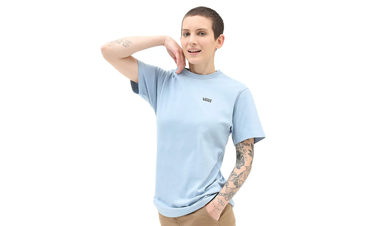 Vans Left chest Logo Blue Mulheres - Azul - VN0A7RSRBD2-S - Size: S – Дамски тениски