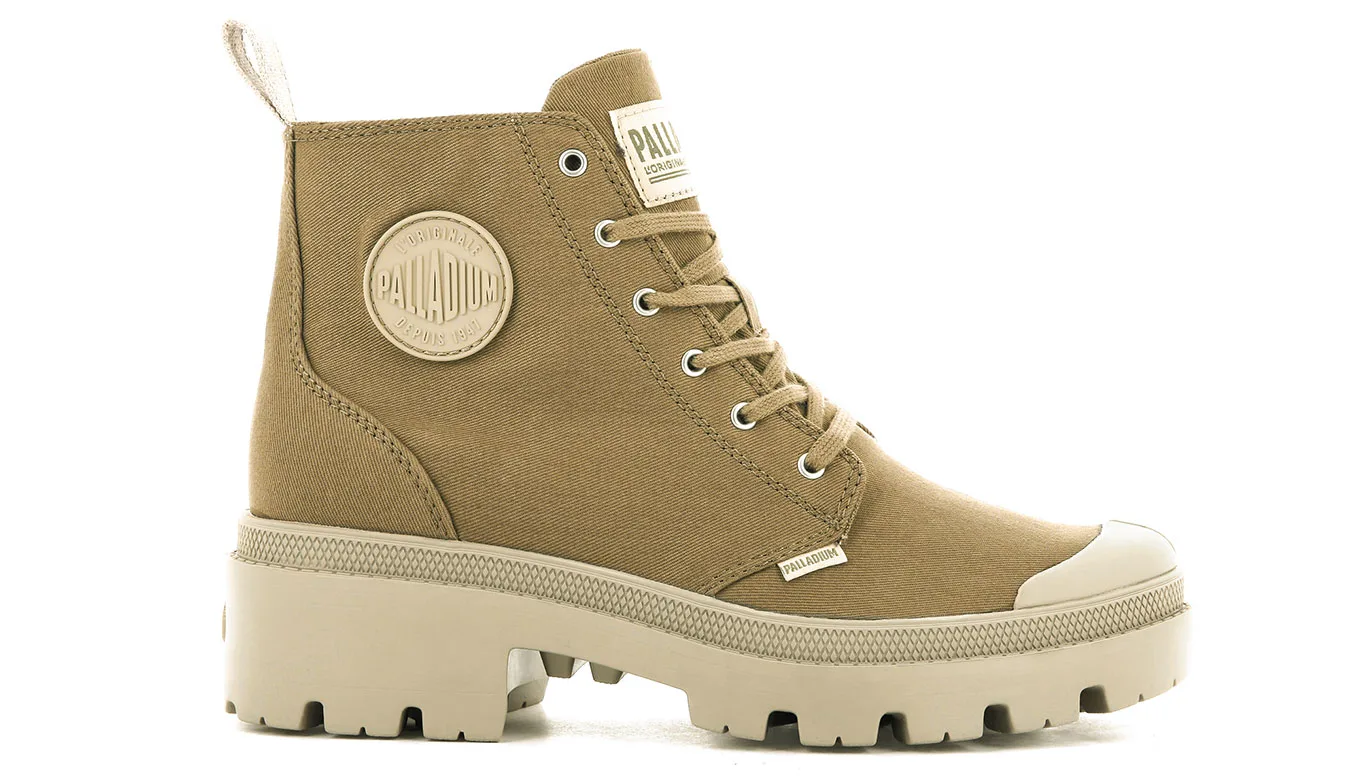Дамски боти Palladium Pallabase Twill зелени – Verde – Дамски равни боти