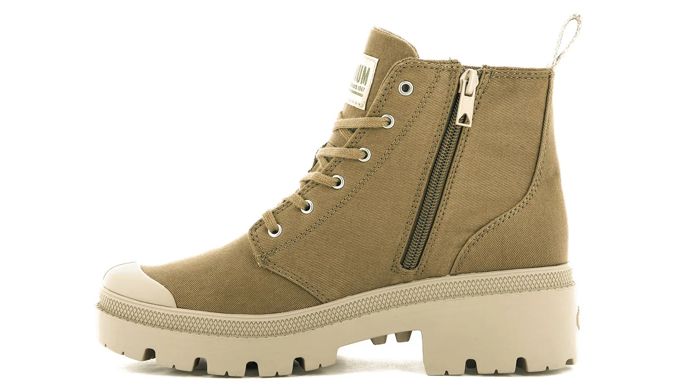 Дамски боти Palladium Pallabase Twill зелени – Verde – Дамски равни боти