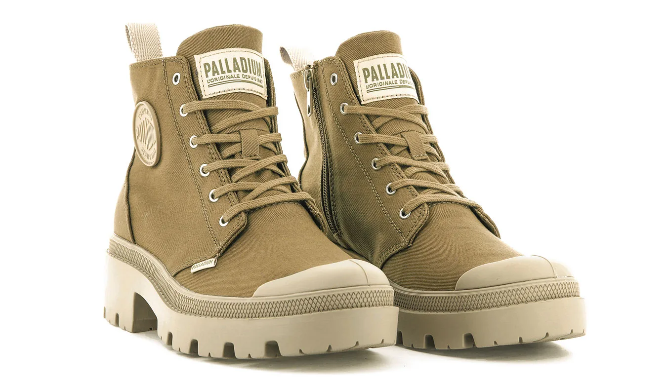 Дамски боти Palladium Pallabase Twill зелени – Verde – Дамски равни боти