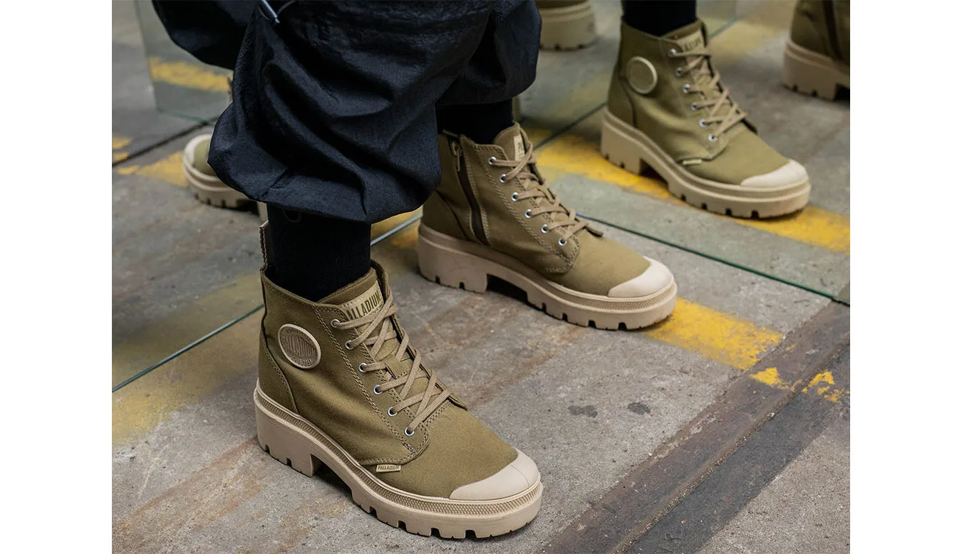 Дамски боти Palladium Pallabase Twill зелени – Verde – Дамски равни боти