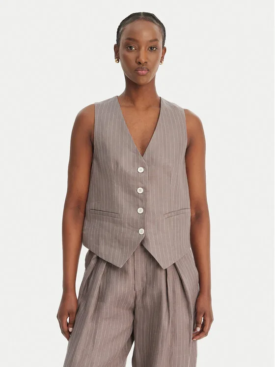 Eleh Жилетка за костюм SS260027 Сив Oversize – Дамски елеци