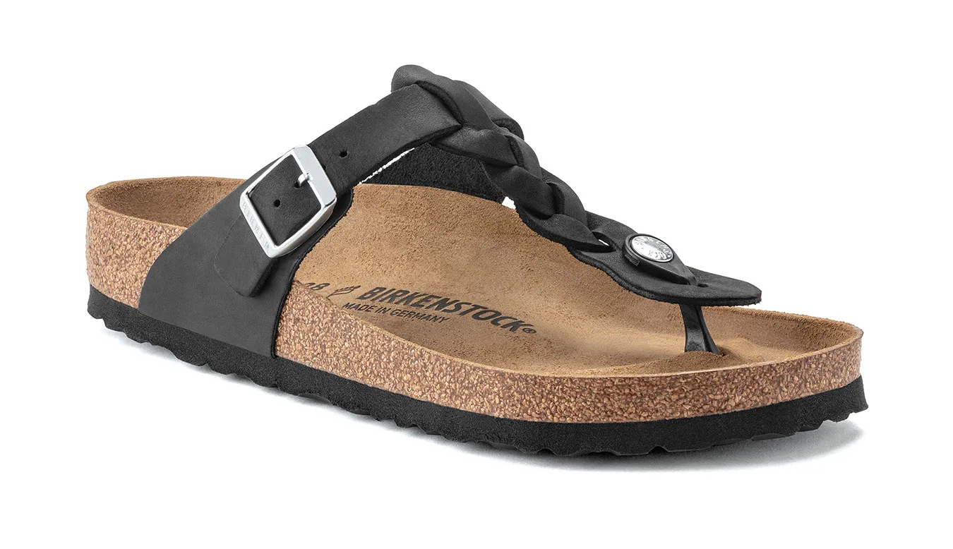 Дамски чехли Birkenstock Gizeh Oiled Leather Narrow Fit черни – Preto