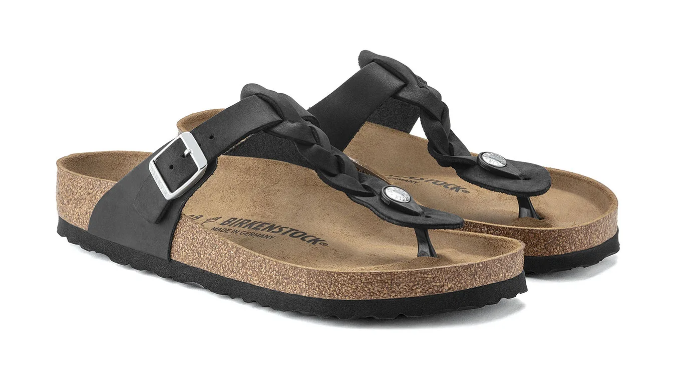 Дамски чехли Birkenstock Gizeh Oiled Leather Narrow Fit черни – Preto
