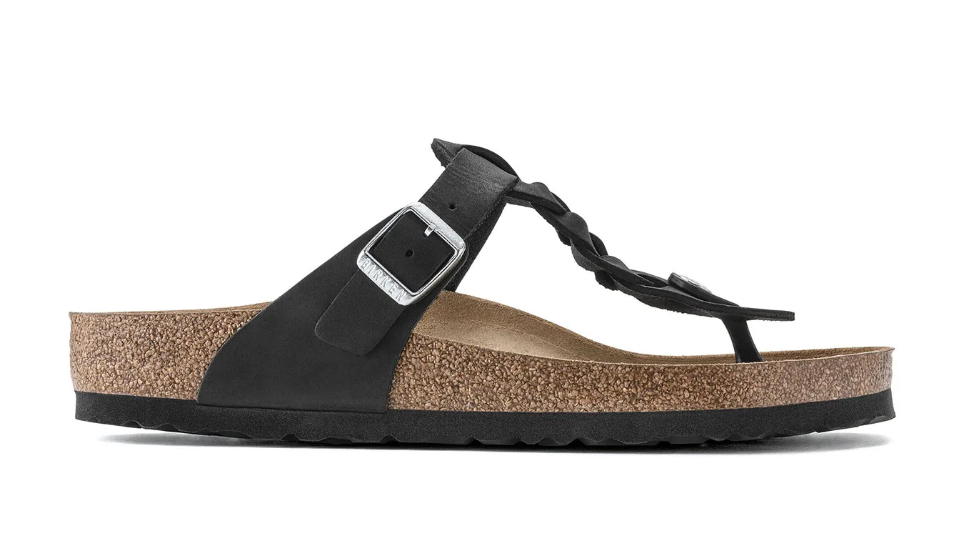 Дамски чехли Birkenstock Gizeh Oiled Leather Narrow Fit черни – Preto