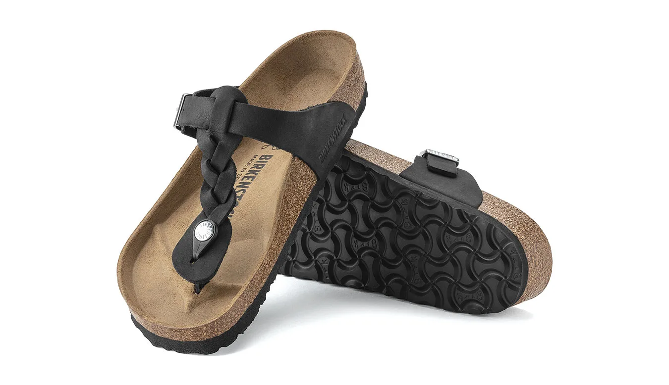 Дамски чехли Birkenstock Gizeh Oiled Leather Narrow Fit черни – Preto