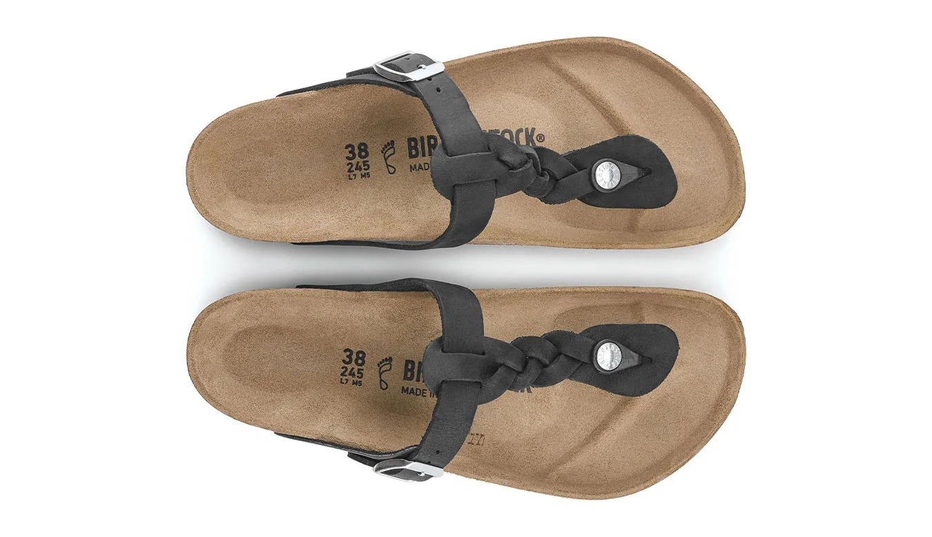 Дамски чехли Birkenstock Gizeh Oiled Leather Narrow Fit черни – Preto