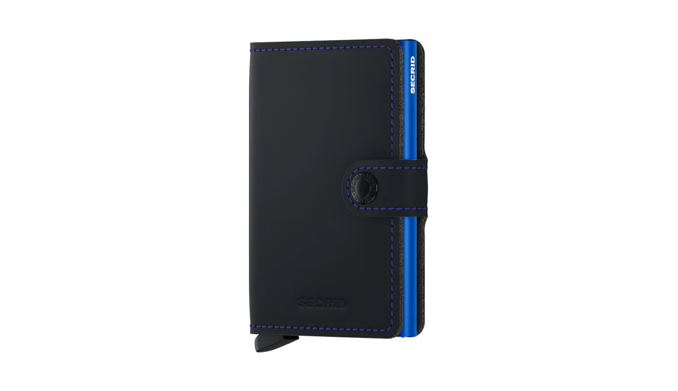 Портмоне Secrid Miniwallet Matte Black-Blue кремаво – Branco sujo – Мъжки портмонета
