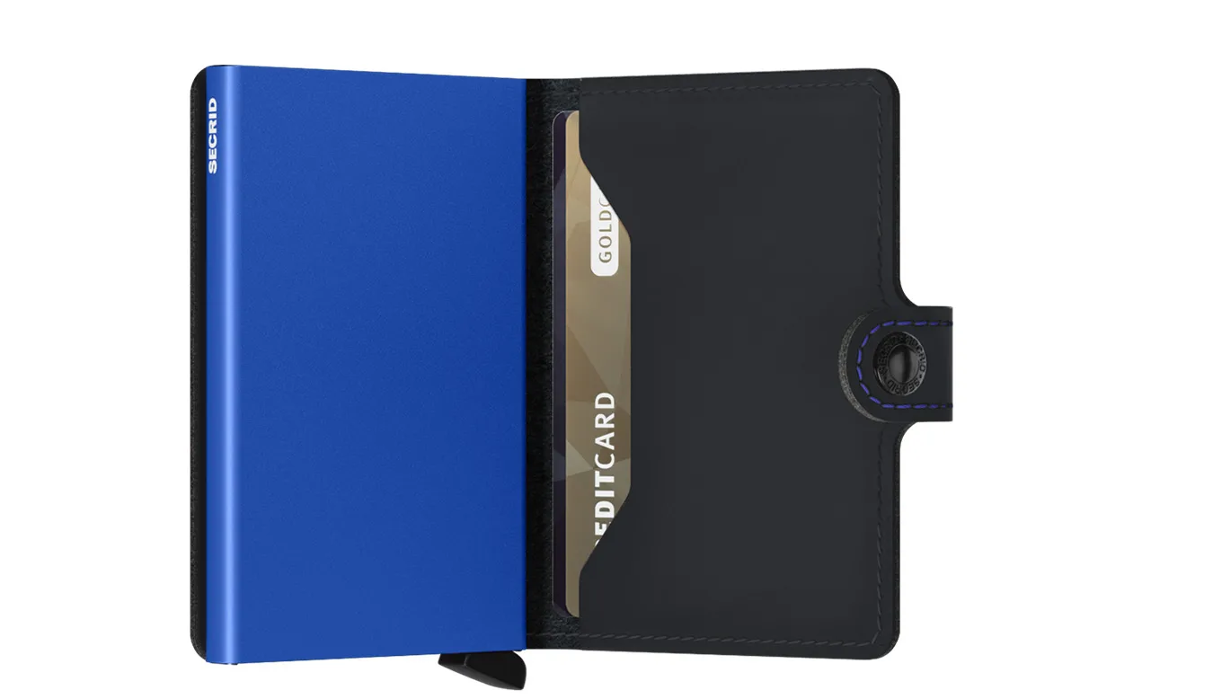 Портмоне Secrid Miniwallet Matte Black-Blue кремаво – Branco sujo – Мъжки портмонета
