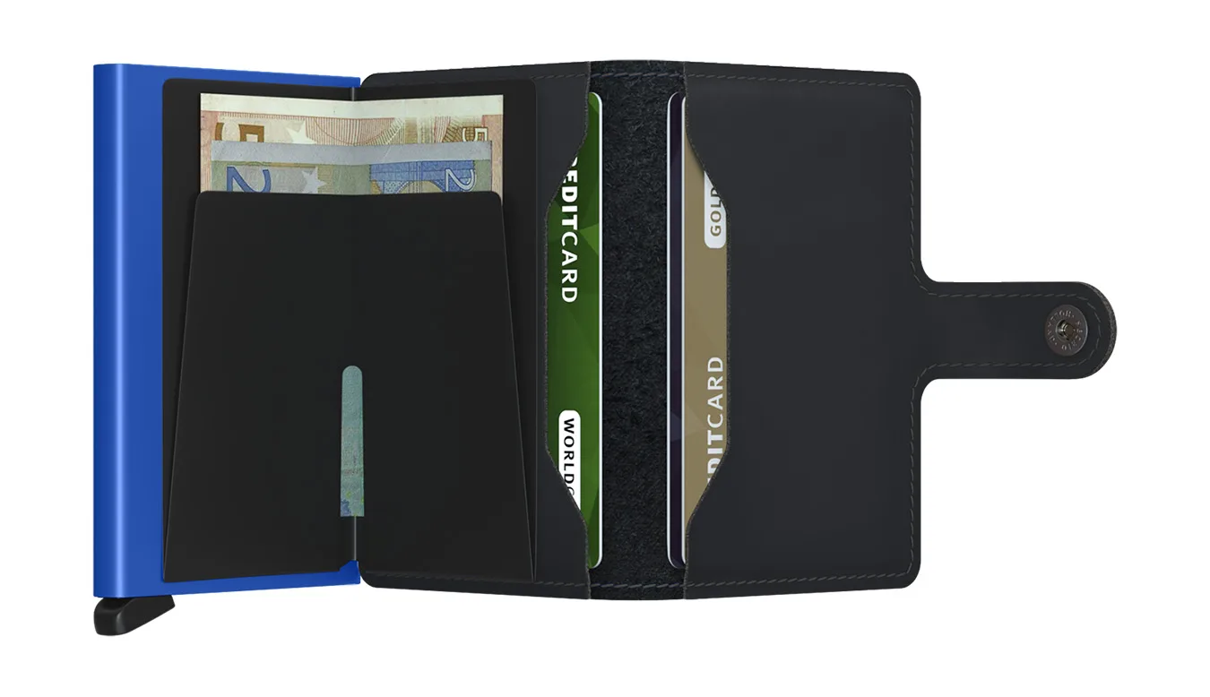 Портмоне Secrid Miniwallet Matte Black-Blue кремаво – Branco sujo – Мъжки портмонета