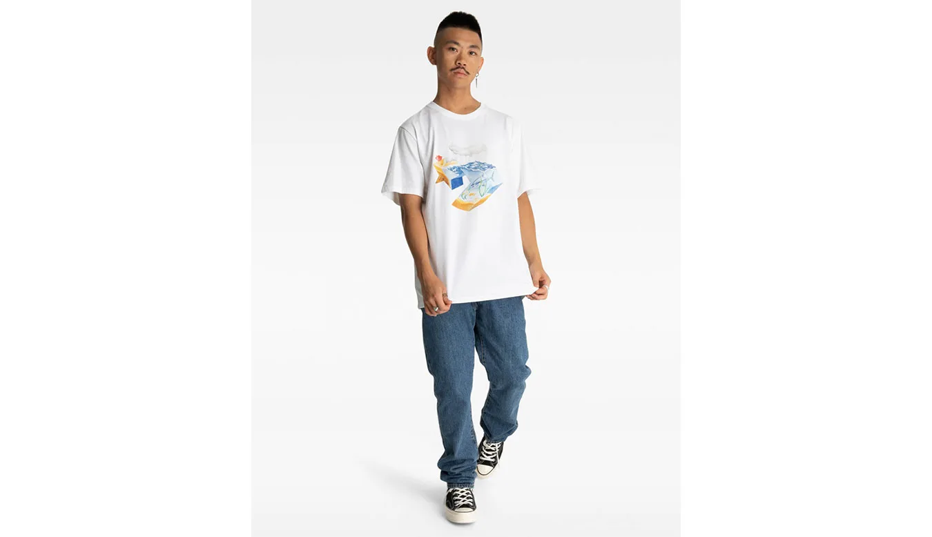 Converse Star Chevron Ocean T-Shirt White Homens - Branco - 10024746-A02 – Мъжки тениски