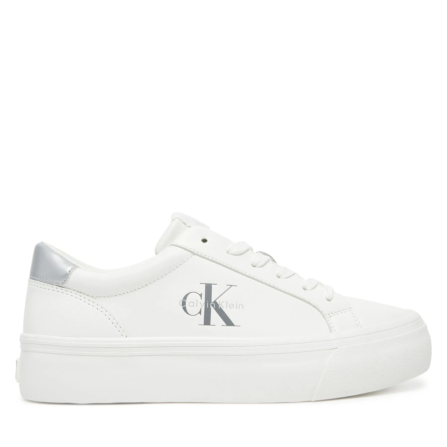 Дамски маратонки Calvin Klein Vulc Flatf Lth Logo Tag бели – Бял – Дамски ниски маратонки