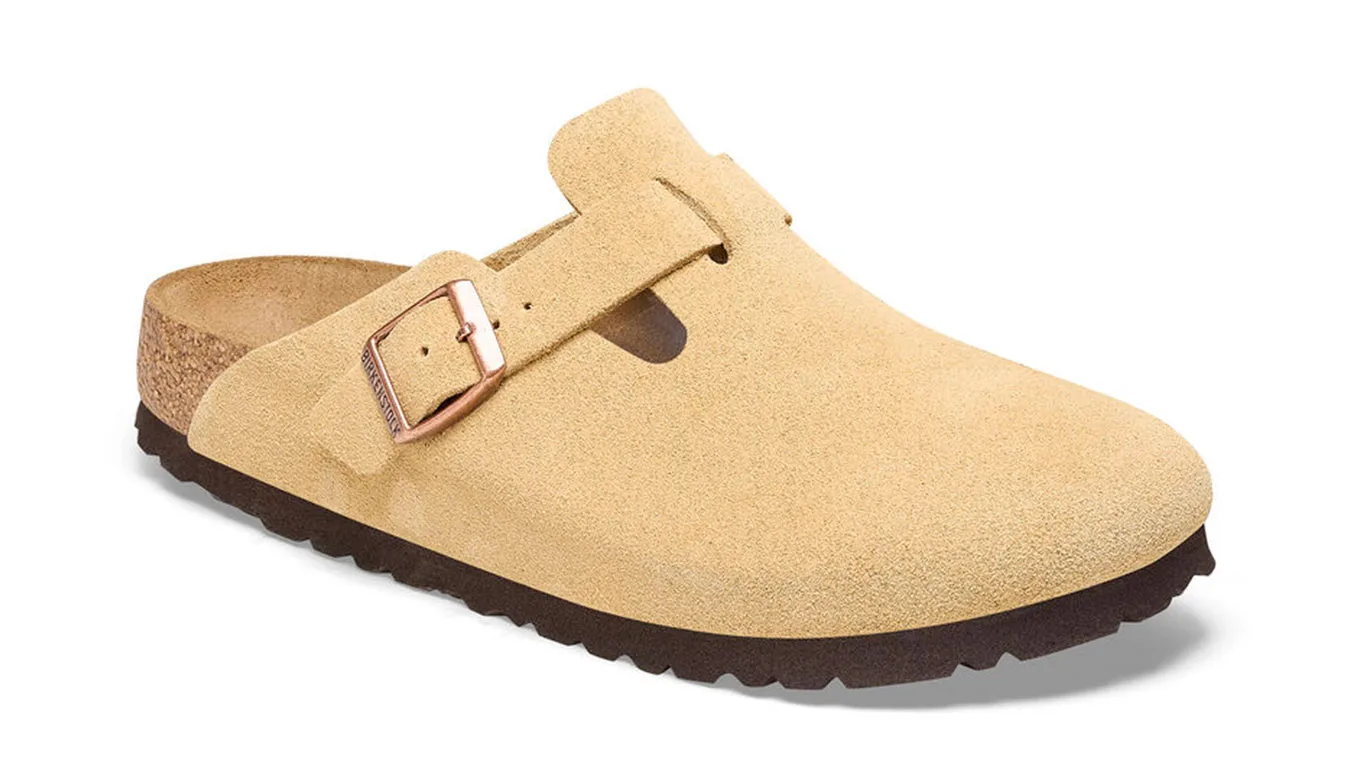Дамски чехли Birkenstock Boston Suede Leather светлокафяви – Castanho Claro