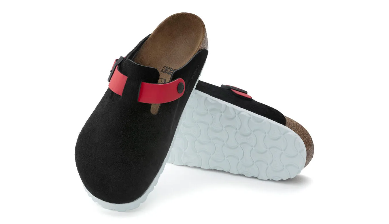 Чехли Birkenstock Boston Suede Leather Narrow fit черни – Preto – Чехли и джапанки унисекс