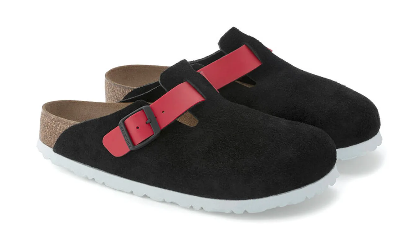 Чехли Birkenstock Boston Suede Leather Narrow fit черни – Preto – Чехли и джапанки унисекс