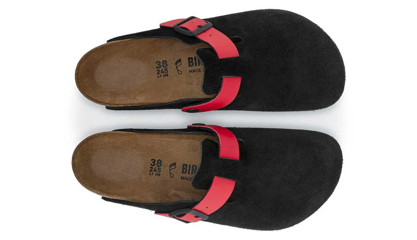 Чехли Birkenstock Boston Suede Leather Narrow fit черни – Preto – Чехли и джапанки унисекс