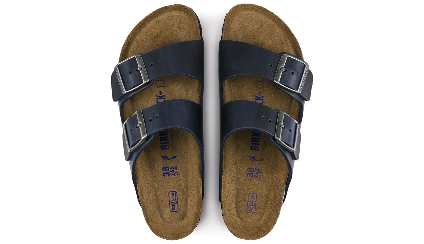 Дамски чехли Birkenstock Arizona Soft Footbed Oiled Nubuck Leather 1013643 сини – Azul
