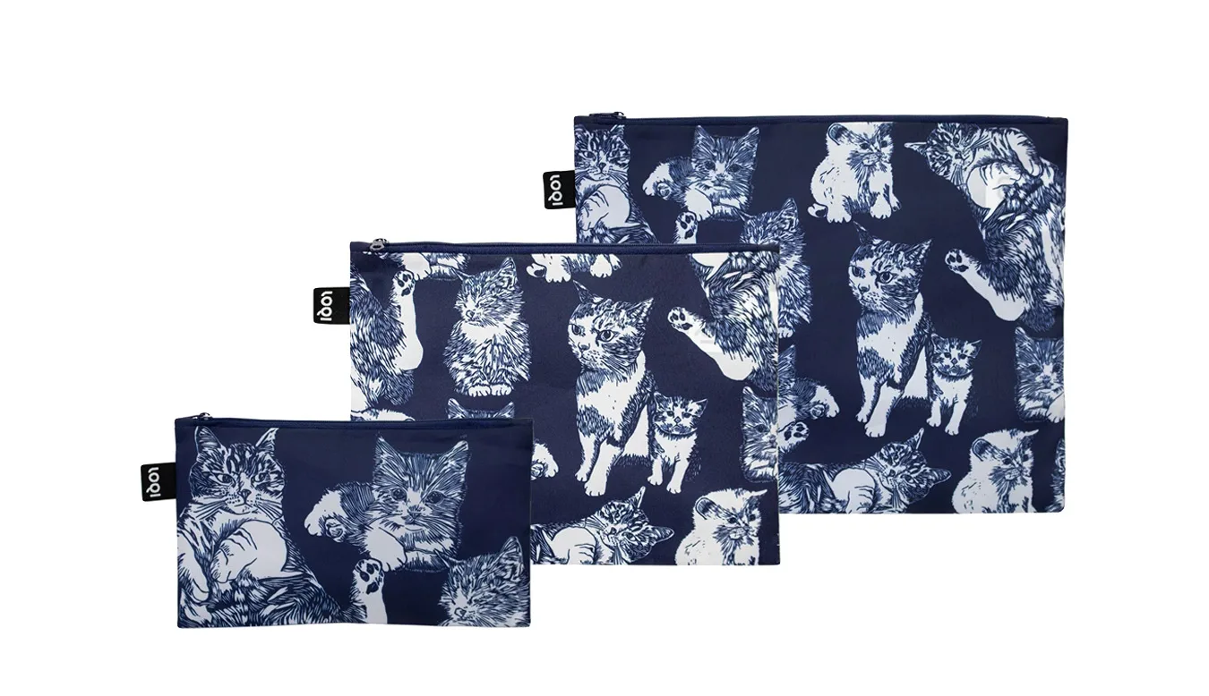 Суитшърт с цип LOQI Poppy Bee Cats Recycled Zip Pockets син – Azul – Суитшърти и худита