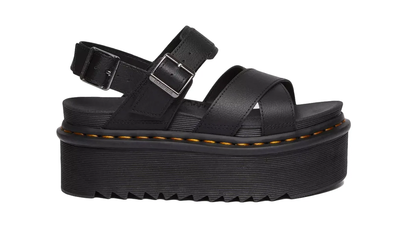 Dr. Martens Voss II Athena Leather Strap Platform Sandals Mulheres - Preto - DM30717001-6.5 - Size: 6.5 – Дамски сандали на платформа