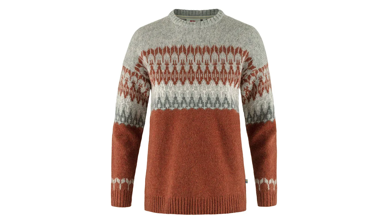 Дамски пуловер Fjällräven Övik Path Knit оранжев – Laranja – Дамски класически пуловери