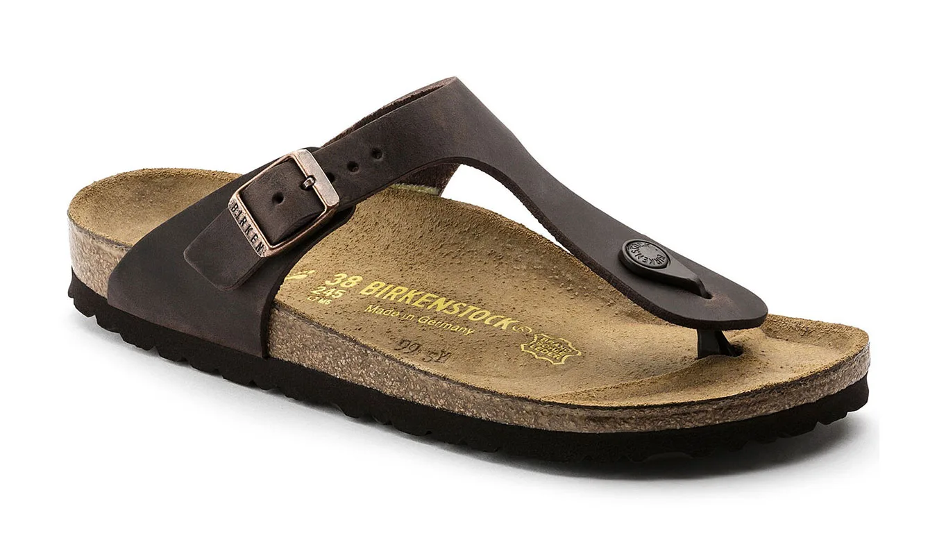 Дамски чехли Birkenstock Gizeh NU Oiled Habana Narrow Fit кафяви – Castanho