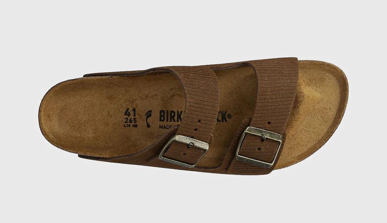 Дамски чехли Birkenstock Arizona Suede Corduroy Narrow Fit светлокафяви – Castanho Claro