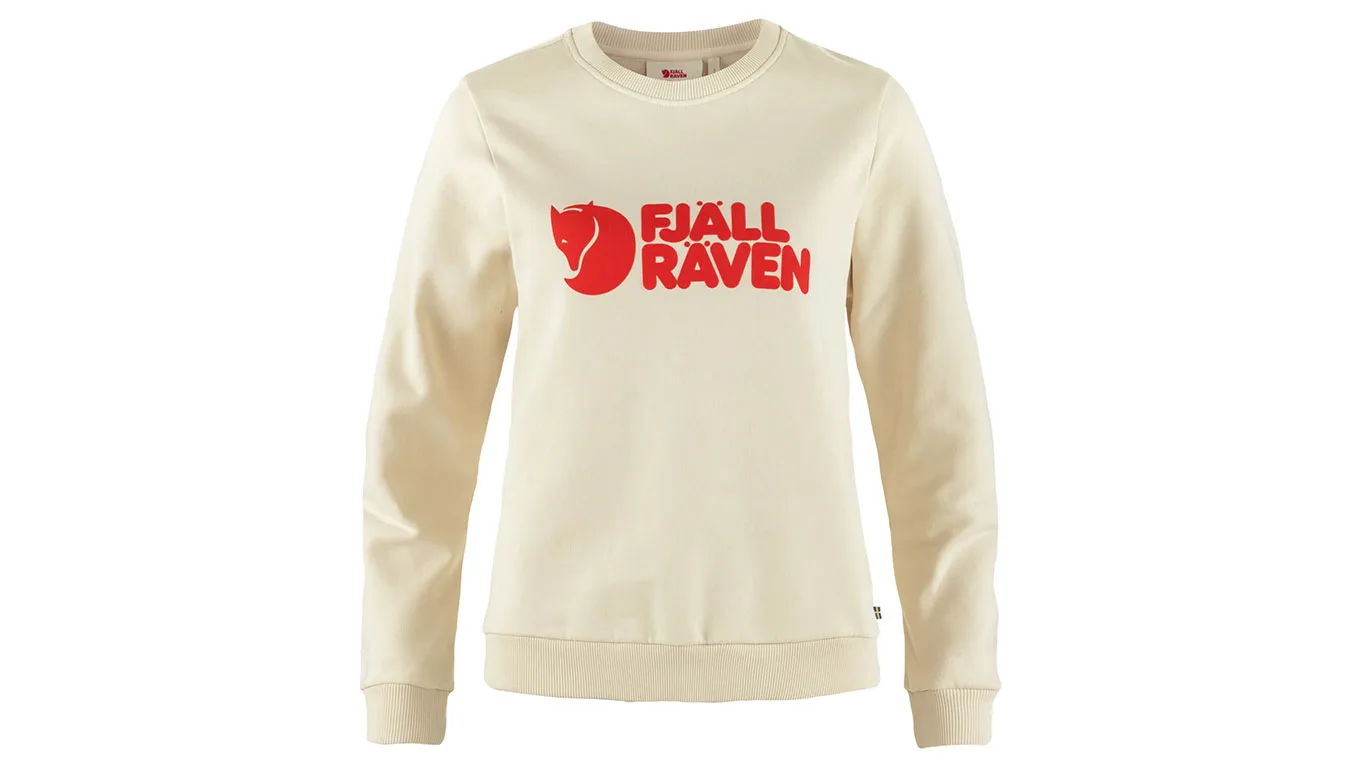 Дамски пуловер Fjällräven Logo Chalk White-Flame бял – Branco – Дамски класически пуловери