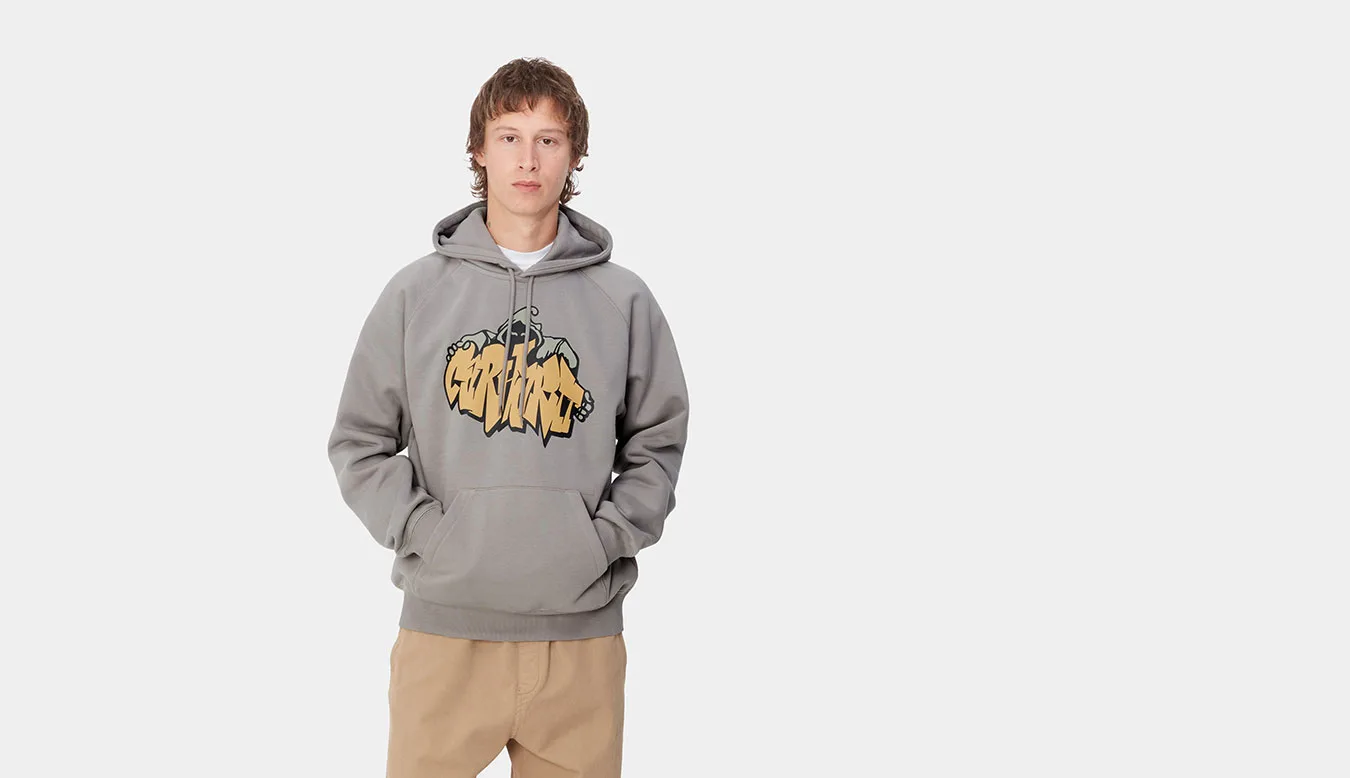 Мъжки суитшърт с качулка Carhartt WIP Hooded Yute Misty сив – Cinza – Мъжки худита