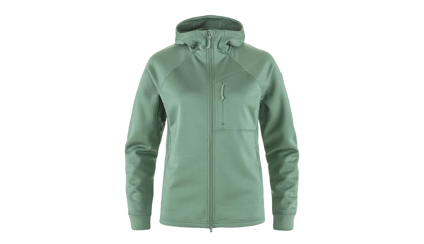 Дамски суитшърт с качулка Fjällräven Abisko Grid зелен – Verde – Дамски худита