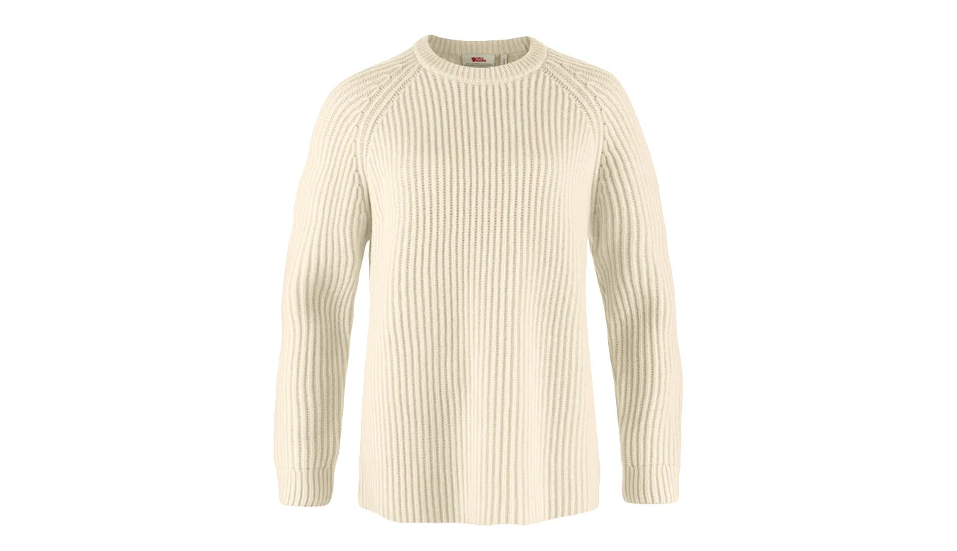 Дамски пуловер Fjällräven Övik Rib Offwhite кремав – Branco sujo – Дамски класически пуловери