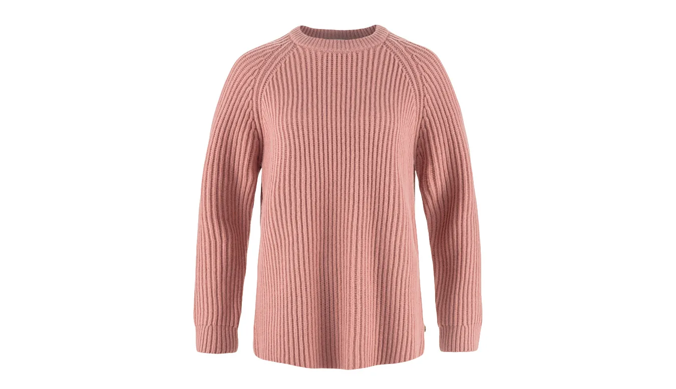 Дамски пуловер Fjällräven Övik Rib розов – Rosa – Дамски класически пуловери