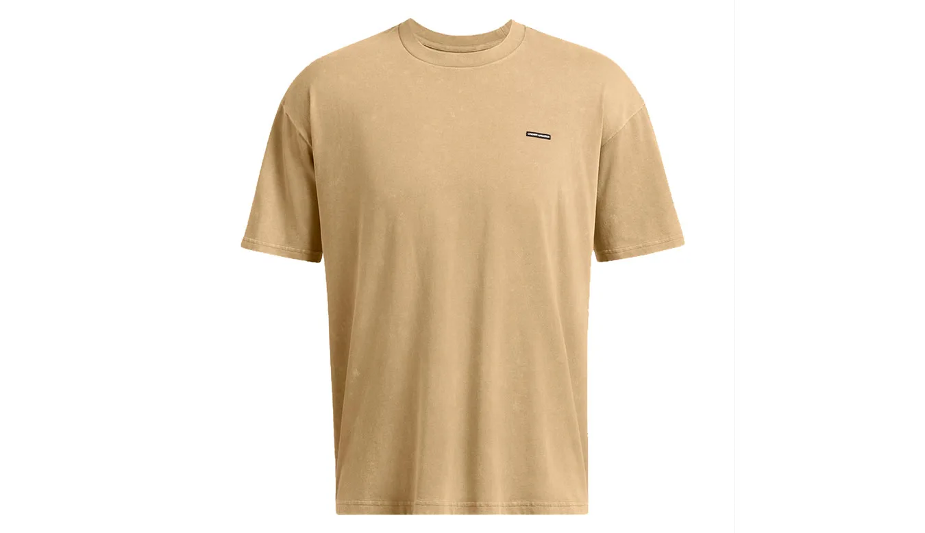 Under Armour M Icon Heavyweight Oversized Logo Wash Short Sleeve Brown Homens - Castanho - 1389147-263-M - Size: M – Мъжки тениски