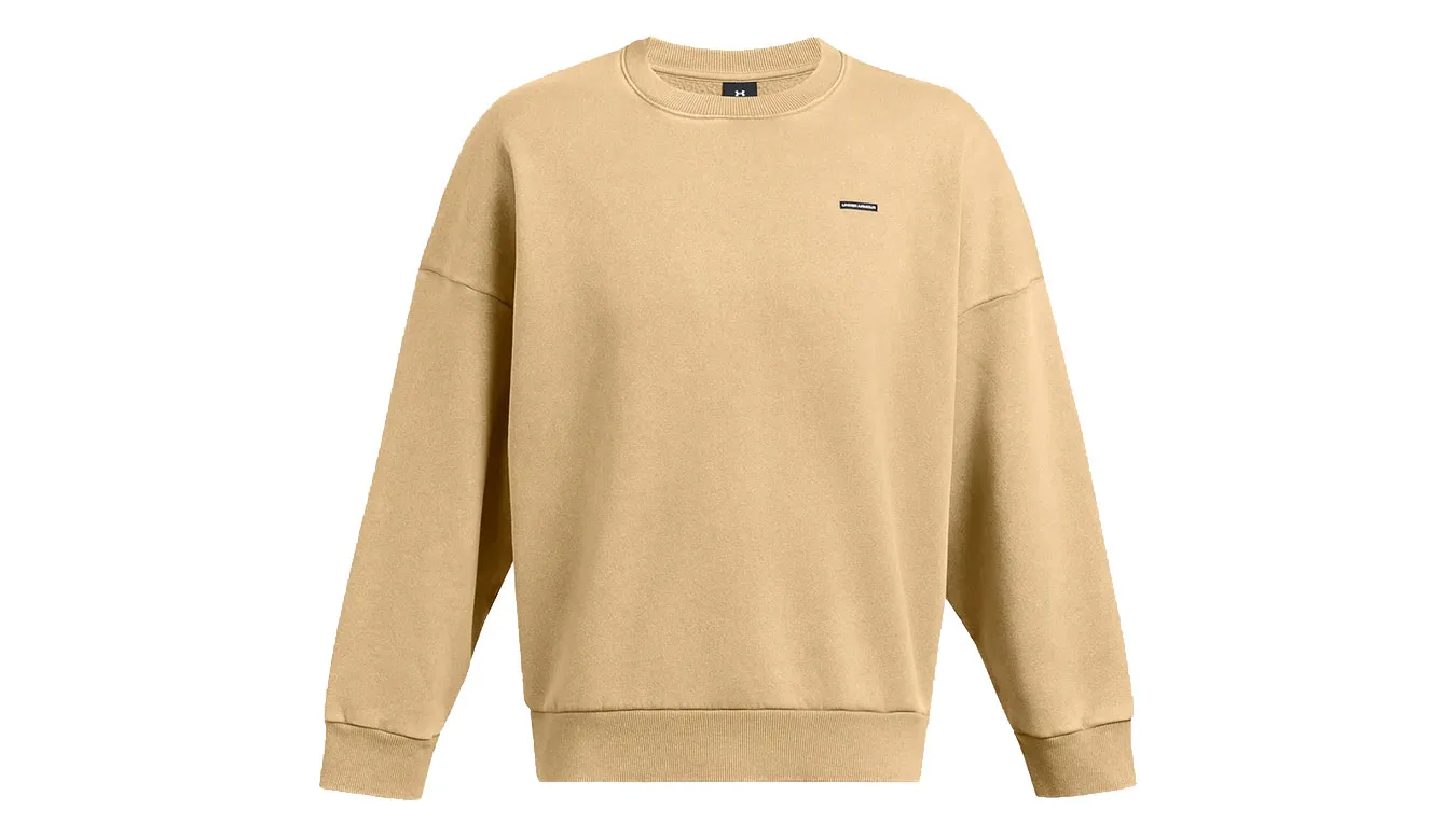 Under Armour M Icon Heavyweight Fleece Wash Oversized Crew Brown Homens - Castanho - 1386553-263 – Мъжки худита