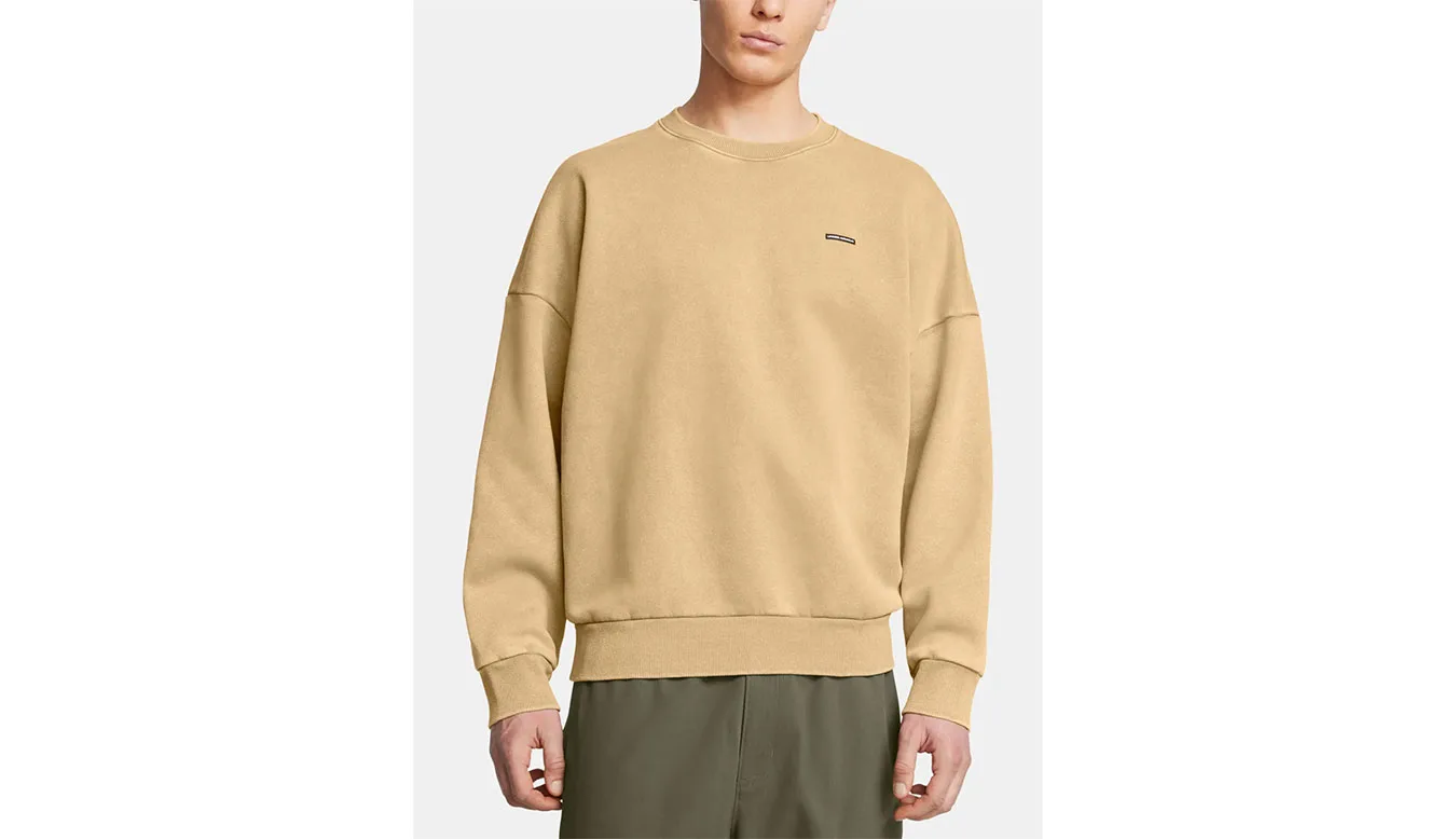 Under Armour M Icon Heavyweight Fleece Wash Oversized Crew Brown Homens - Castanho - 1386553-263 – Мъжки худита