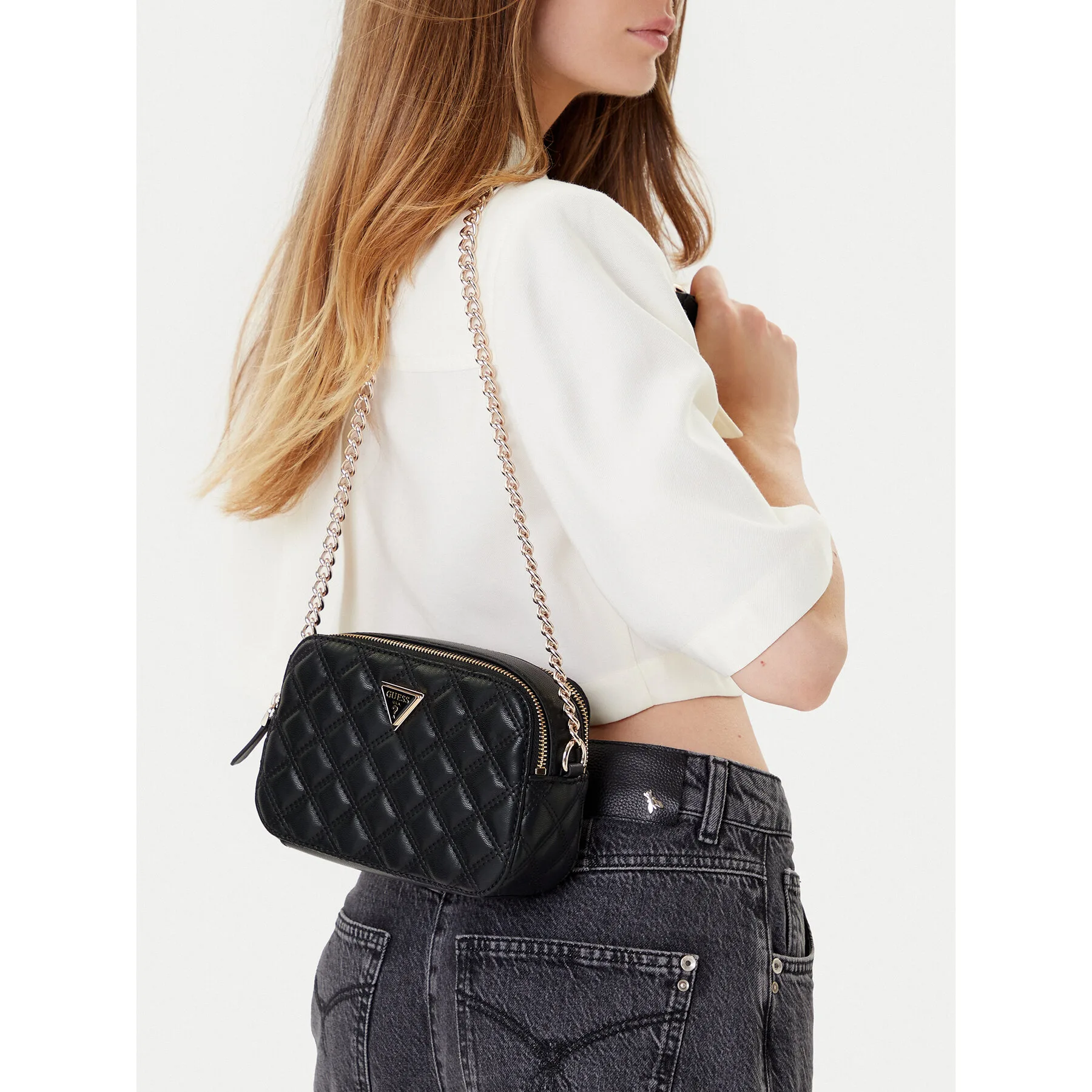 Дамска вечерна чанта Guess Giully II HWQG96 черна – Черен – Дамски вечерни чанти